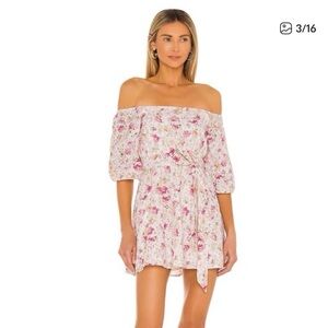 Cecile Off Shoulder Mini Dress in Multi